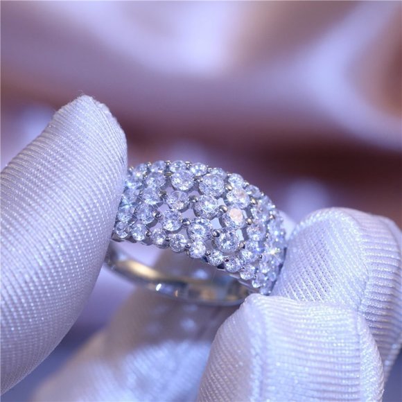 ⚡ Round Gems Hollow Full Around Zircon Beautiful Eternity Rings for Wome… - Picture 4 of 6